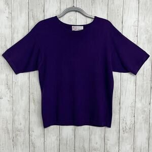Vintage Milano Design Group Purple Short Sleeve Crewneck Knit Pullover Sweater